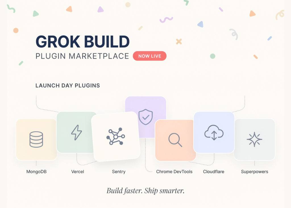 xai-ships-grok-build-plugin-marketplace-with-mongodb,-vercel,-sentry,-chrome-devtools,-cloudflare,-and-superpowers-plugins-at-launch