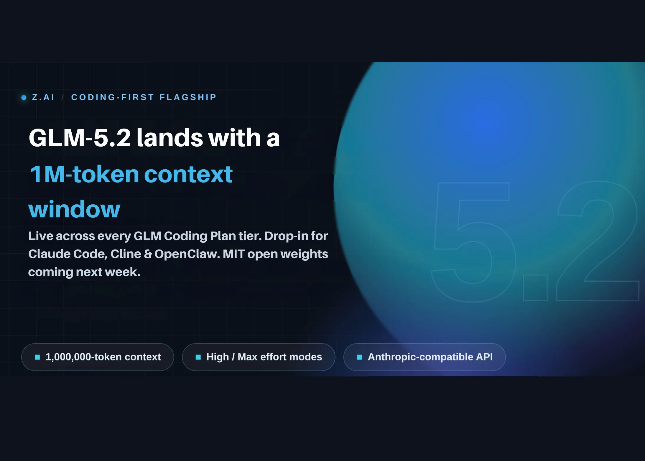 zai-launches-glm-5.2-with-a-usable-1m-token-context,-two-thinking-effort-levels,-and-no-benchmarks-at-launch