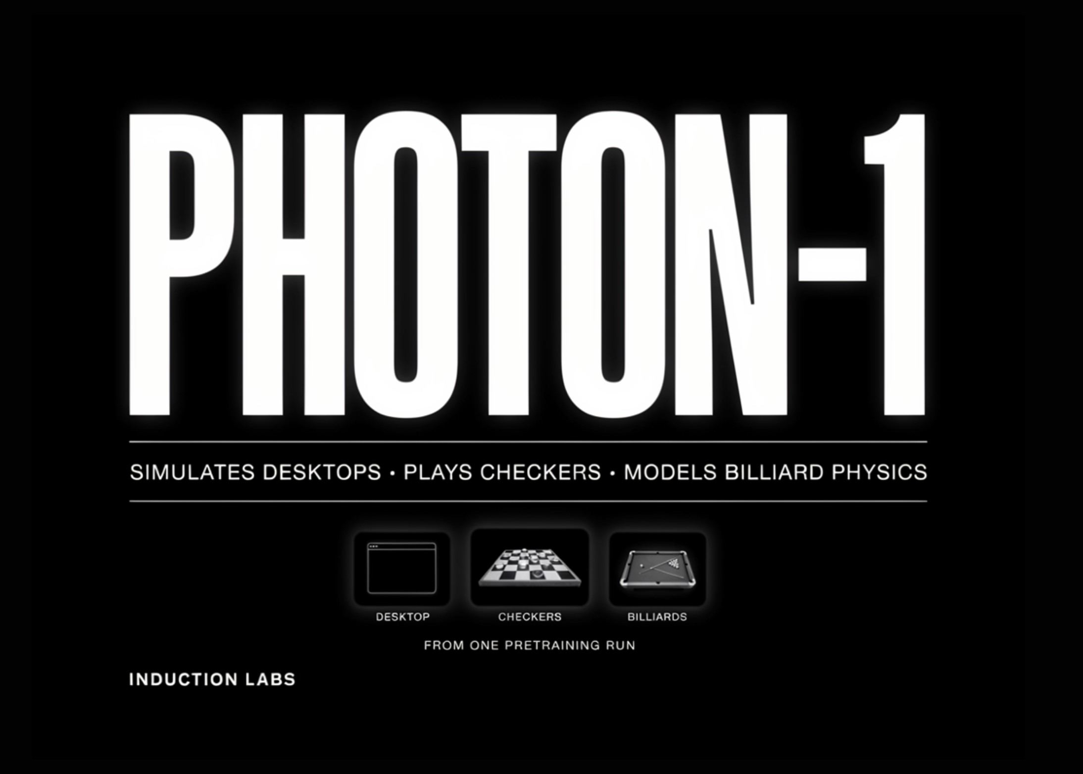 induction-labs-photon-1-simulates-desktops,-plays-checkers,-and-models-billiard-physics-from-one-pretraining-run